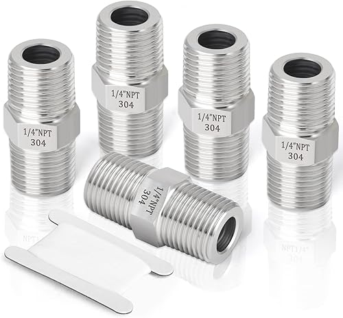 TAISHER 5 pezones hexagonales de acero inoxidable 304, instalación de tuberías macho de 14 pulgadas x tubo macho de 14 pulgadas