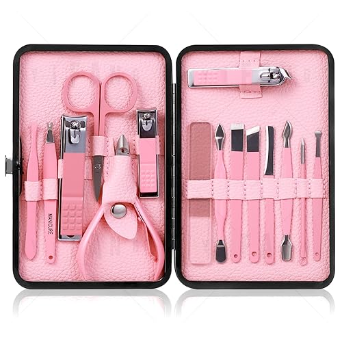 Miniatura 8 de Juego de manicura y pedicura, cortaúñas, juego de cortaúñas encarnadas, kit de tijeras para cortar uñas, 18 piezas, herramientas de aseo para el