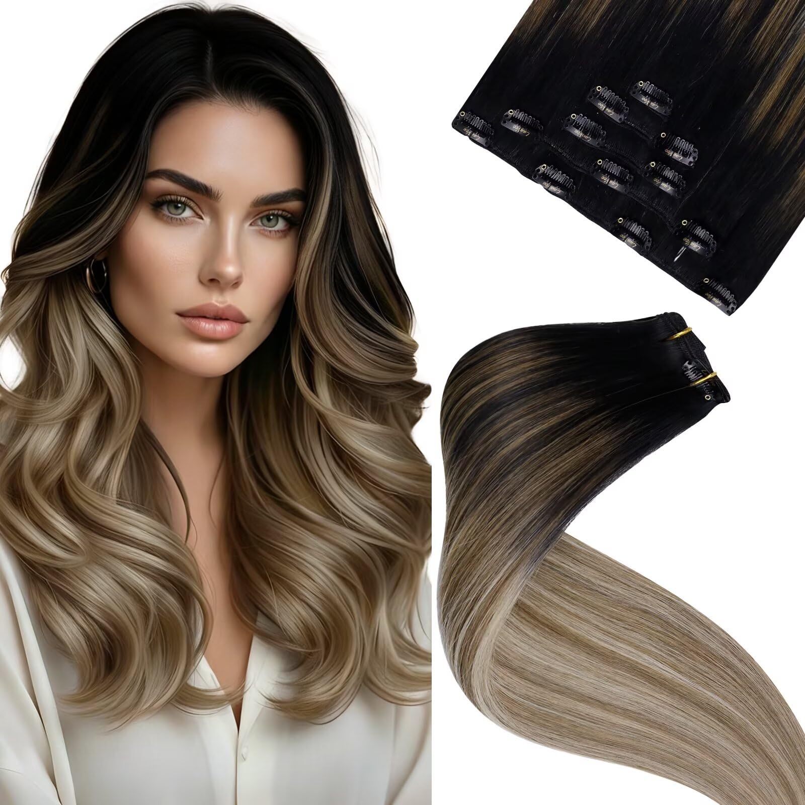 LaaVoo Extensions Echthaar Echt Haar Extension Clip Haarverlängerung Echthaar