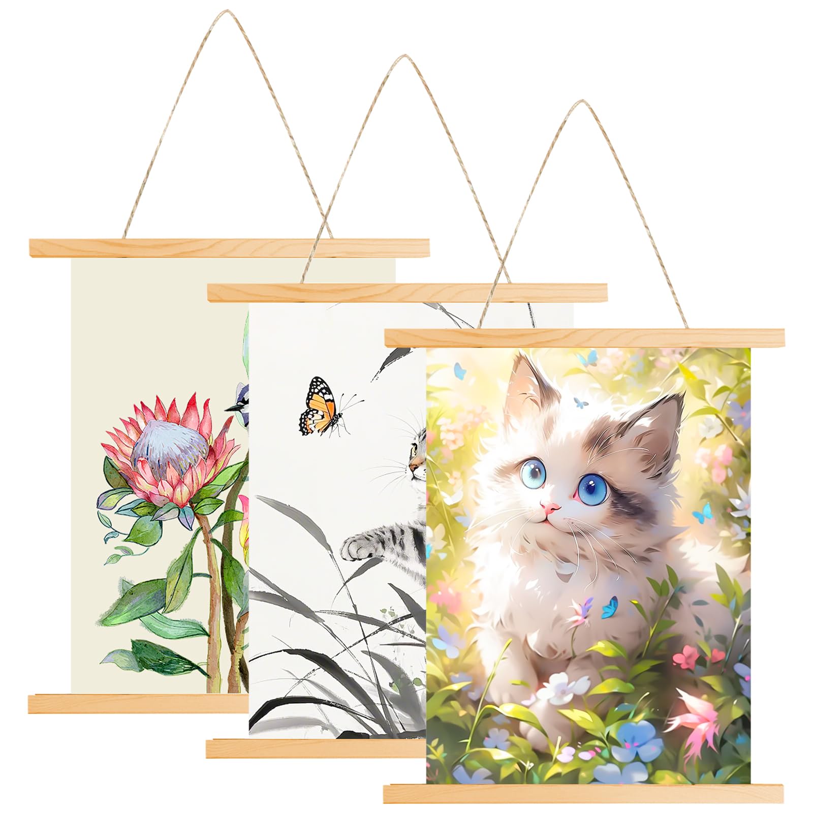 GOMETY Drewniana listwa plakatowa A3, magnetyczna listwa na zdjęcia, 31 cm, szyna plakatowa, wieszak na zdjęcia, plakaty, ramki na zdjęcia, plakaty, ramki na zdjęcia, grafika (3)