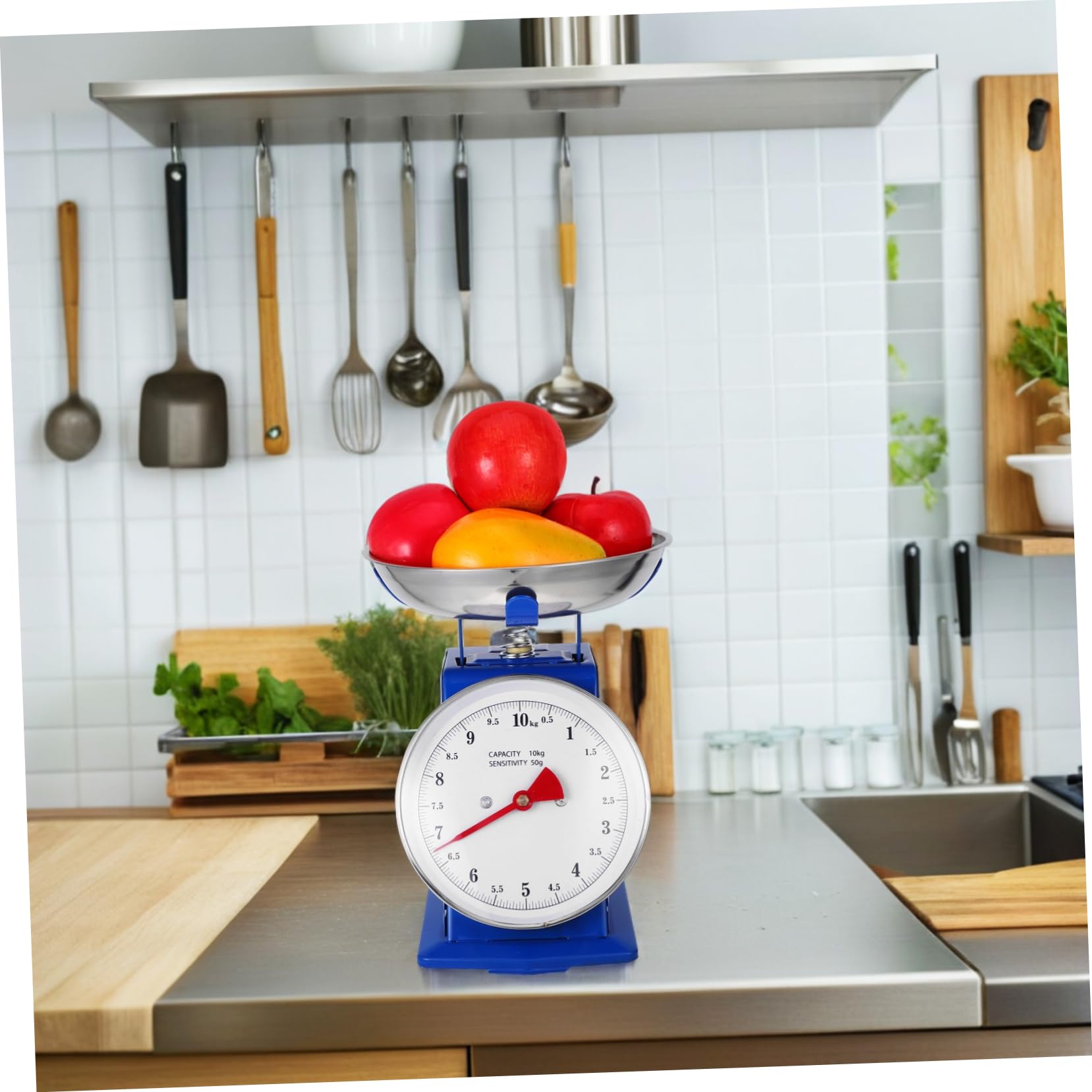 Mechanische Küchenwaage 10kg mit Abnehmbarem Edelstahl Tablett Batteriefrei und Präzise im Vintage Design zum Backen und Küchendeko
