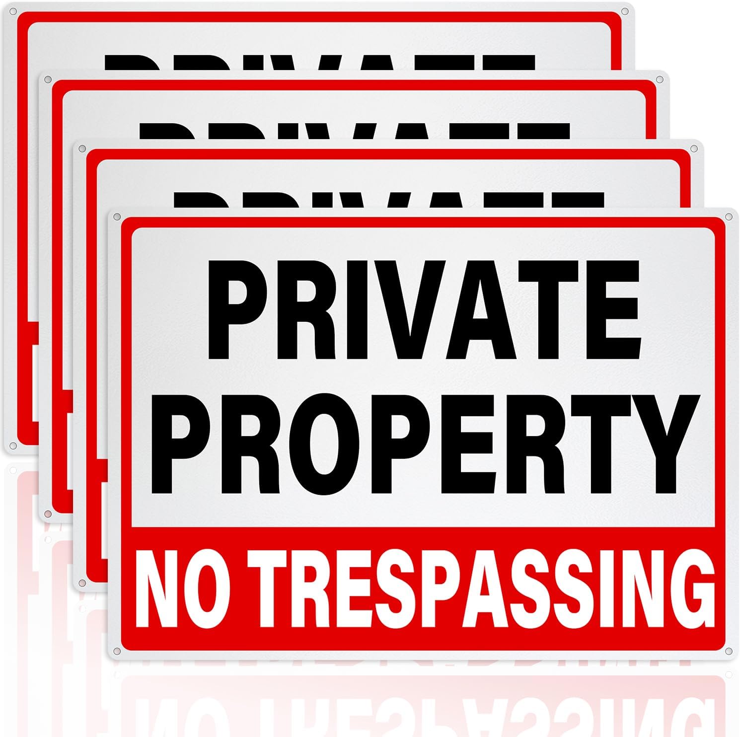 8x 'No Trespassing' Schilder Aus Aluminium - 25 X 18 Cm, Reflektierend, Für Privatgrundstücke