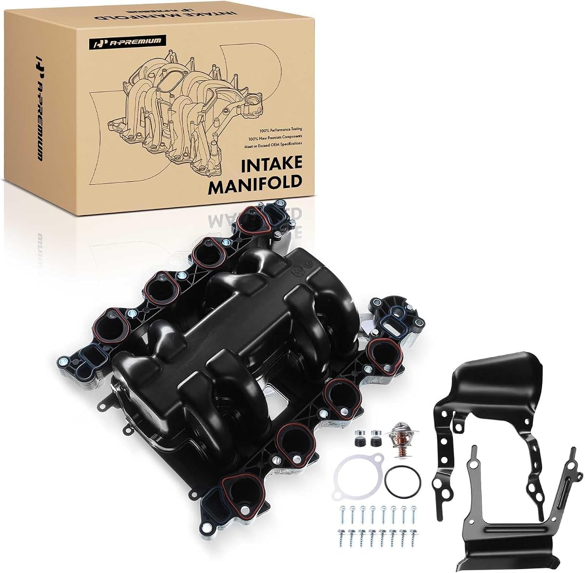 A-Premium Upper Intake Manifold with Gaskets Compatible with Ford Crown Victoria 96-00, Mustang 96-98, Thunderbird 96-97 & Lincoln Town Car 96-00 & Mercury Grand Marquis 96-00, Cougar 96-97, 4.6L V8