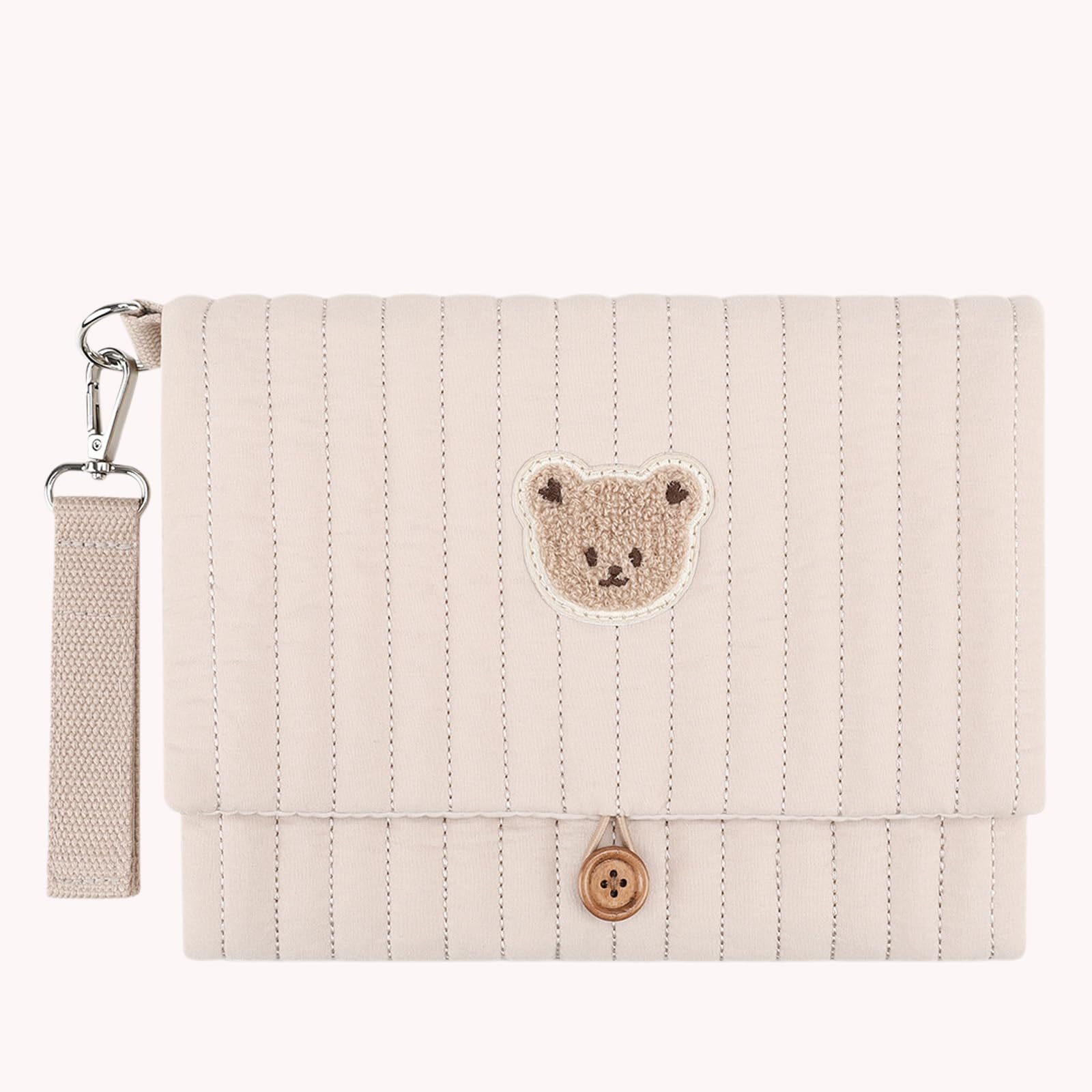 Simpatico Borsa per pannolini con orsetto ricamato, tasche multiple, organizer per passeggino