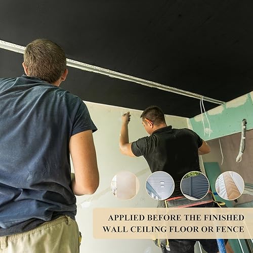 Miniatura 7 de Frienda 0.405m x 7.62m Vinilo cargado en masa insonorizante 1 libra, MLV insonorizante para absorbente de sonido, 2mm de espesor, material anti