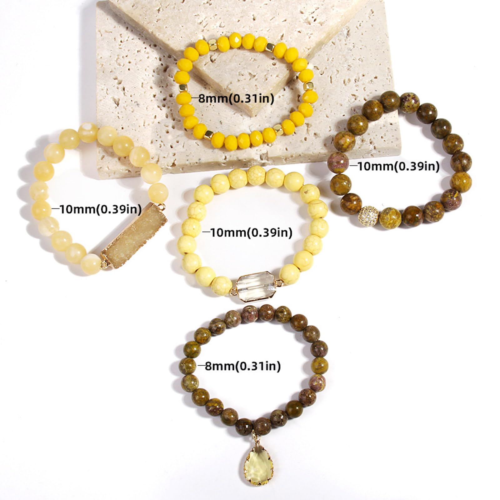 WZGWDC Gioielli Fatti a Mano Bracciale con Perline Fascino Regolabile Pietra Artistica