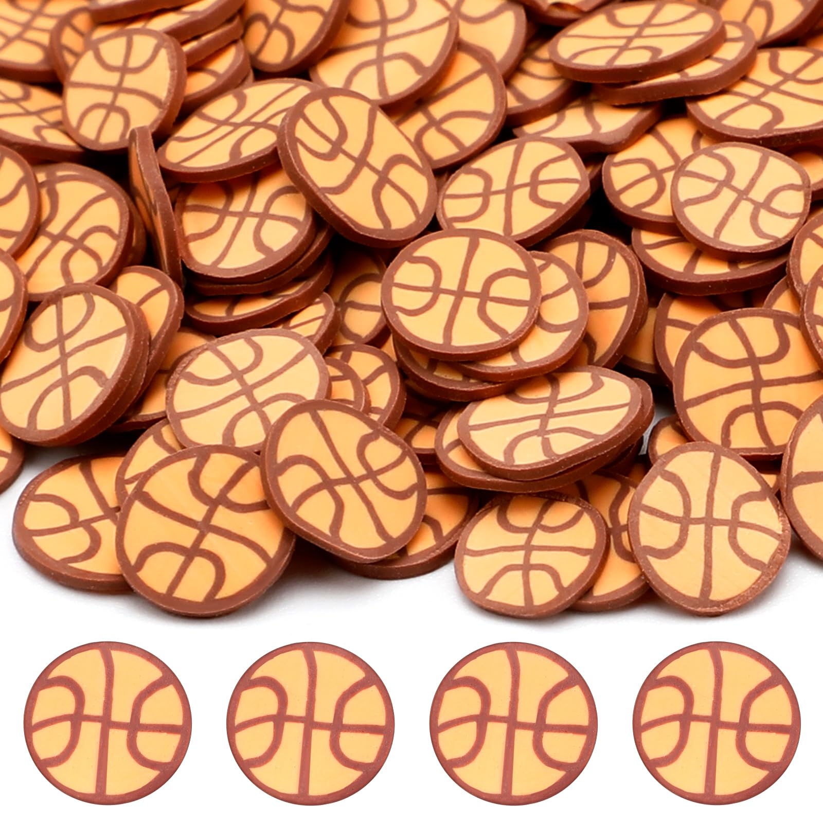 Weysat 30g Basketball Polymer Clay Slices 0.2 Inch Mini Sports Pieces