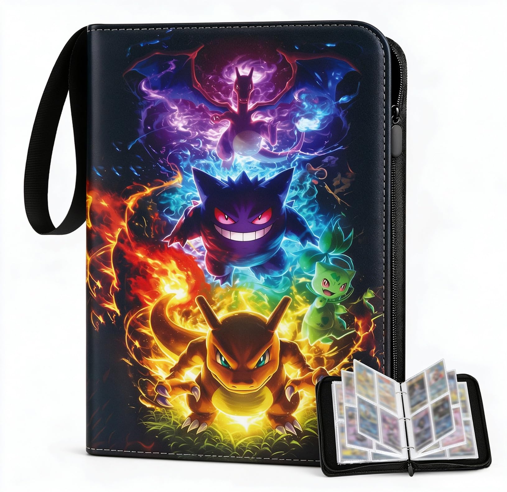Trading Card Binder Holds 400 Cards with 50 Double-Sided Removable Sleeves