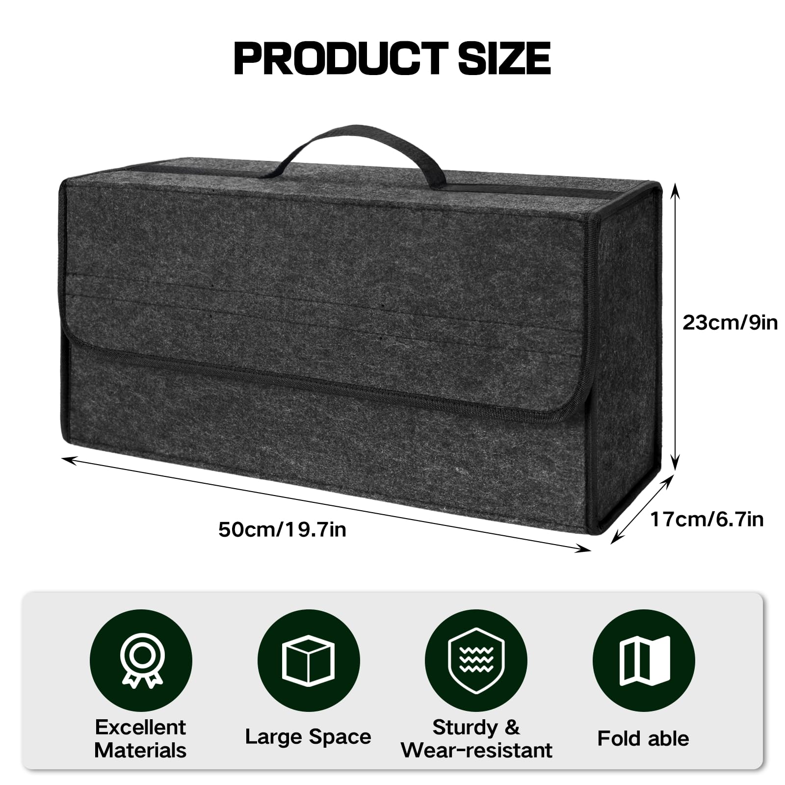 Organizador de Maletero de Coche,Bolsa Maletero Coche de Fieltro,Caja y Bolsa de Almacenamiento para Vehículos, Organizador para Herramientas y Limpieza (1PC)