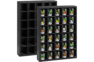 Two-Pack Black Wood Shot Glass Display Case with 30 Slots