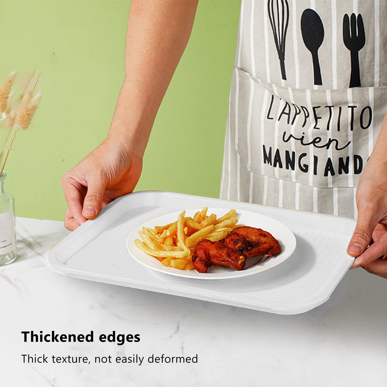 SINJEUN 10 Stück Fast Food Tablett, 35 x 27 x 2,3 cm Serviertablett Schwarz Rechteckig, Kunststoff Tablett für Restaurant, Küche SINJEUN 10 Stück Fast Food Tablett, 35 x 27 x 2,3 cm Serviertablett Schwarz Rechteckig, Kunststoff Tablett für Restaurant, Küche