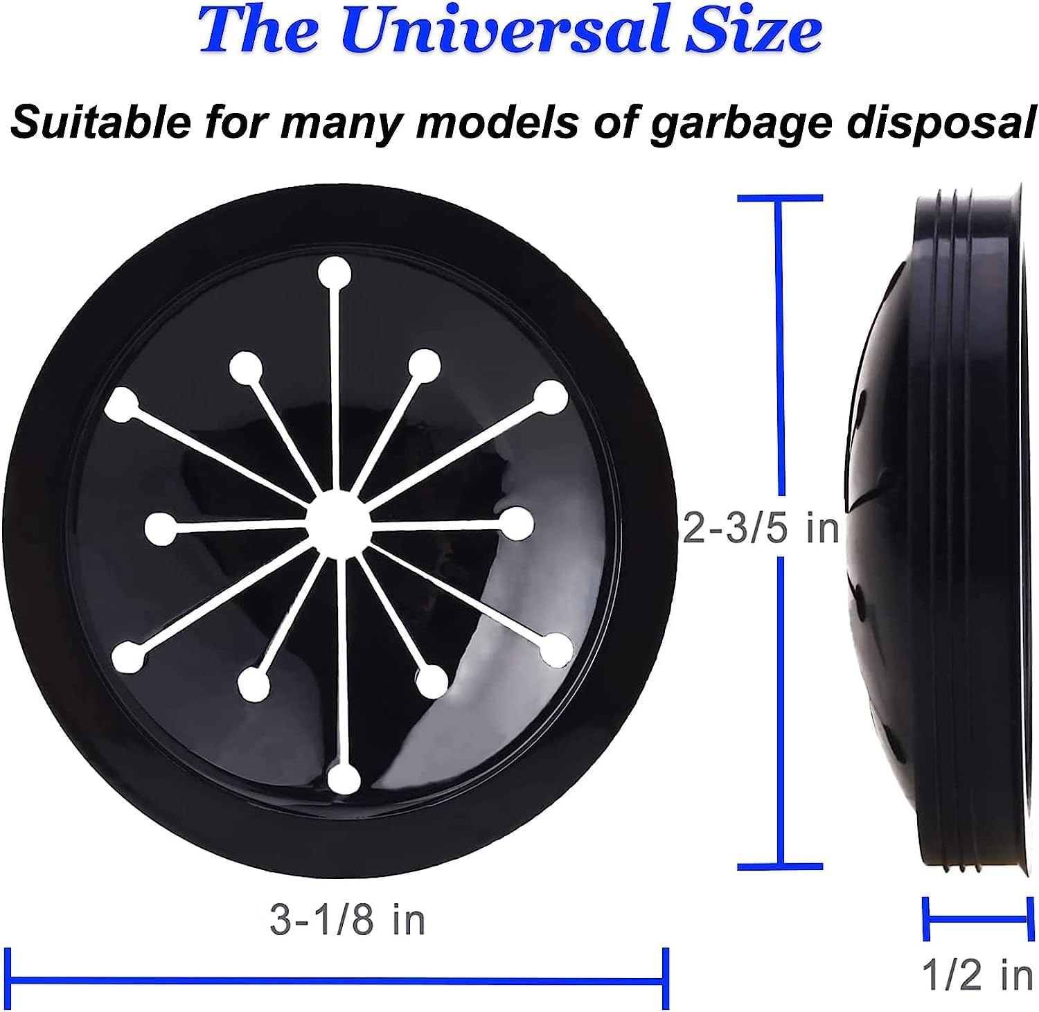 3 Pcs Black Garbage Disposal Splash Guards Collar Sink Baffle, 3-1/8 Inch Kitchen Sink Drain Splash Guard, Multi-Function Kitchen Drain Plugs for GE, Whirlaway, Sinkmaster and Waste King