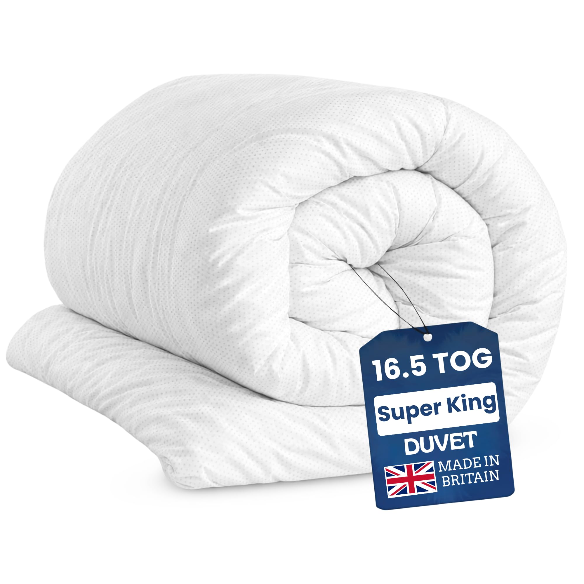 ml MassAri Limited Super King Duvet 16.5 Tog | Extra Warm & Cosy Winter Duvets for Cold Nights Duvet | Made in UK Quilt | Anti-Allergy, Breathable & Hollowfibre Filling Duvets (220x260cm)