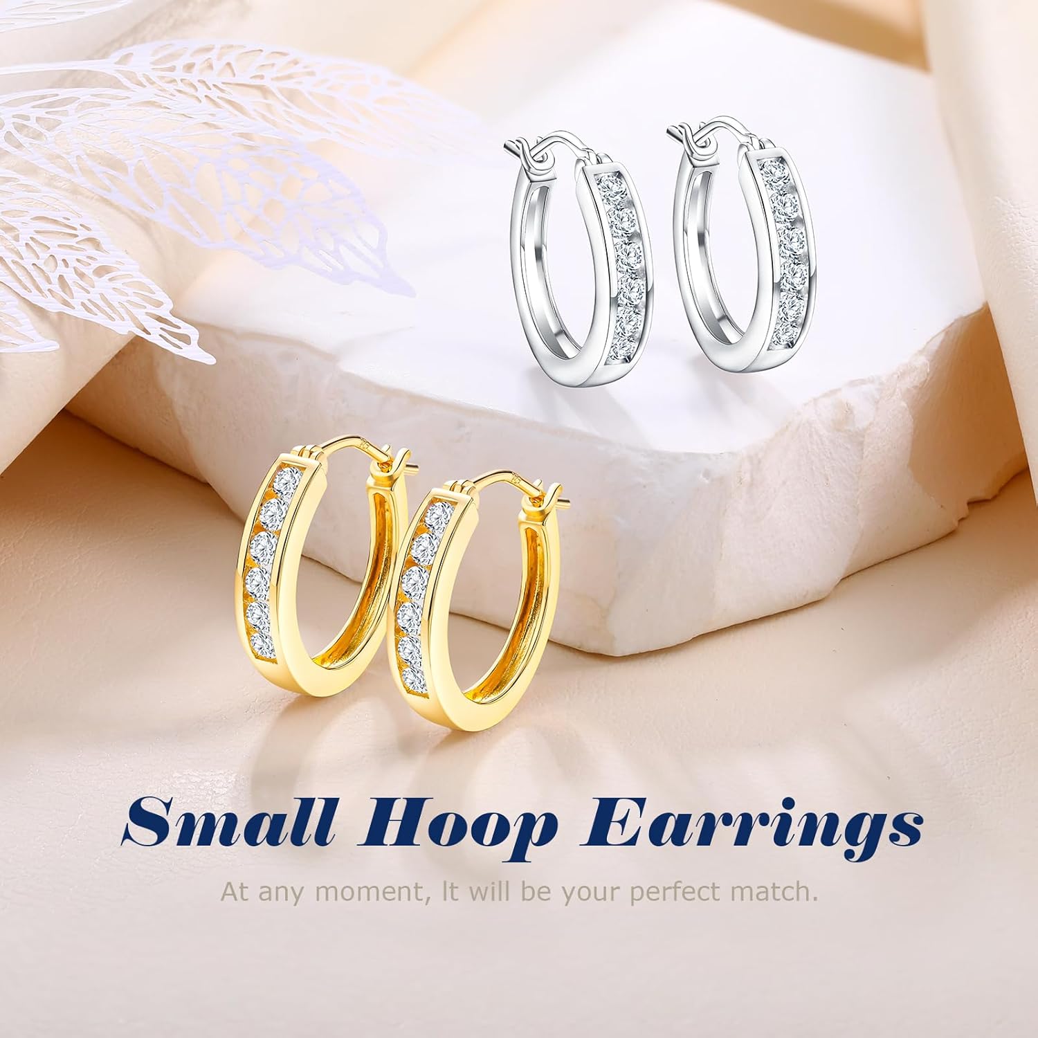 Chunky Gemstone Hoop Earrings 14K Yellow Gold Sterling Silver 14mm Small Huggies Aquamarine/Amethyst/Pink Sapphire/London Blue Topaz/Garnet Hoop Earrings for Women - Image 8