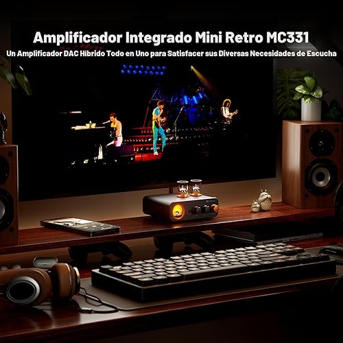 Miniatura 2 de Fosi Audio MC331 Amplificador integrado con tubo y DAC, amplificador de potencia estéreo de 2 canales para audio doméstico para altavoces de