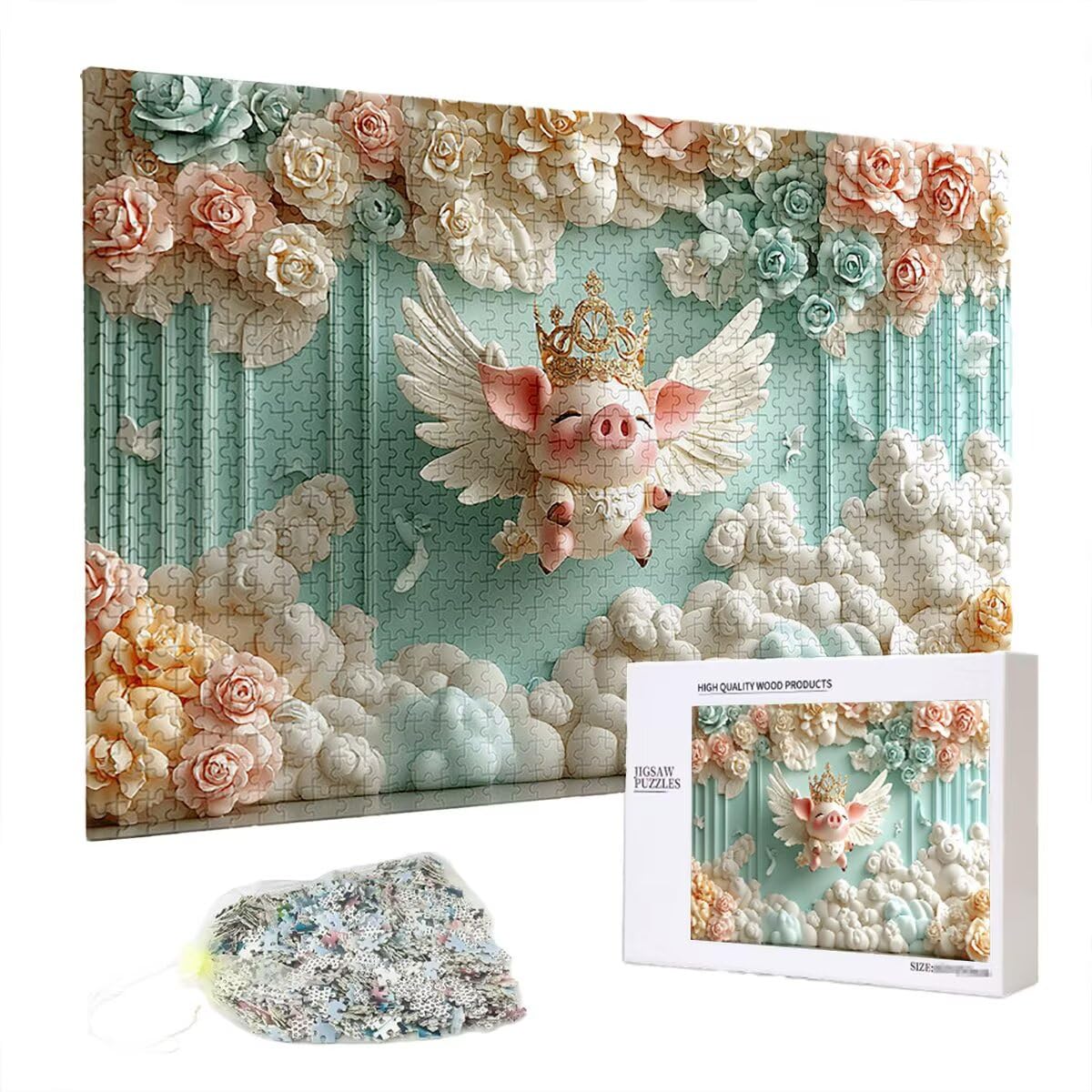 Puzzle 4000 piezas Cerdo, Puzzle Flor con Caja Regalo para Adultos, DIY 4000 piezas Rompecabezas de Madera para Adultos, Rompecabezas Desafiante para Decoración del Hogar y Paredes, Regalo Mujer, E-75