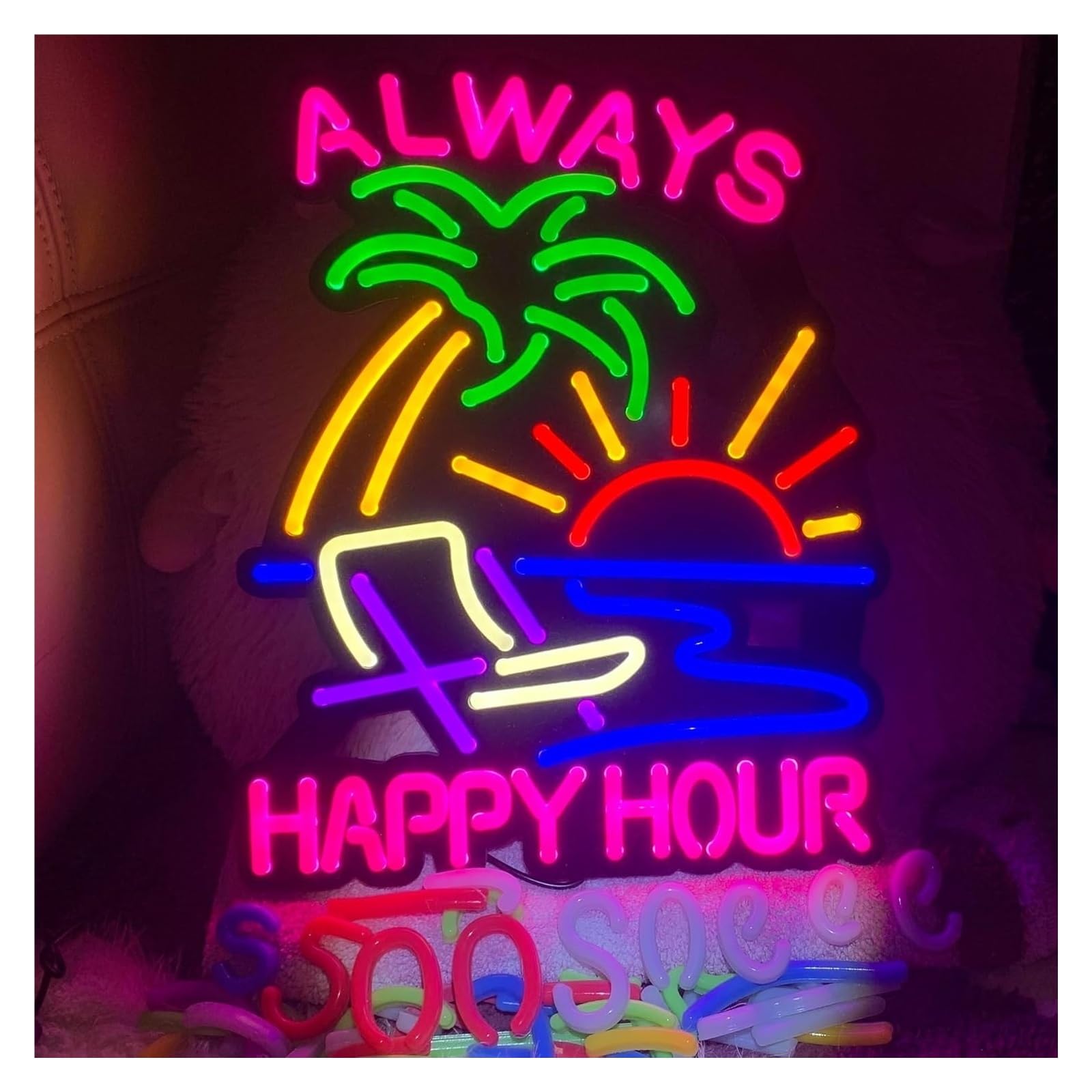 Luci da parete al neon dimmerabili per happy hour per bar, pub, sala giochi, feste in spiaggia, regalo celebrativo