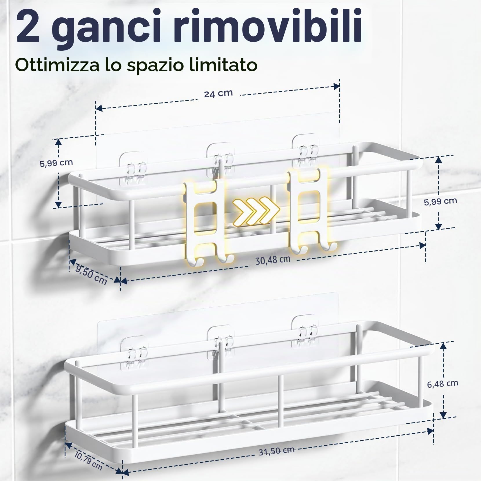YASONIC Mensole Doccia Mensole Bagno - Bianco