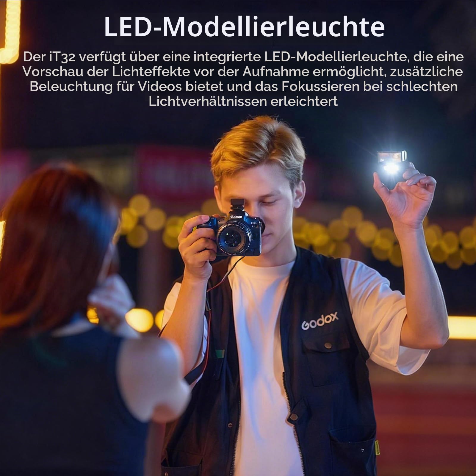 Godox iT32 Kamerablitz + X5-C Kompatibel mit Canon Kameras, TTL HSS + LED-Lampe, X5 dient Hotshoe + Trigger in einem, (Kompatibel mit Canon)