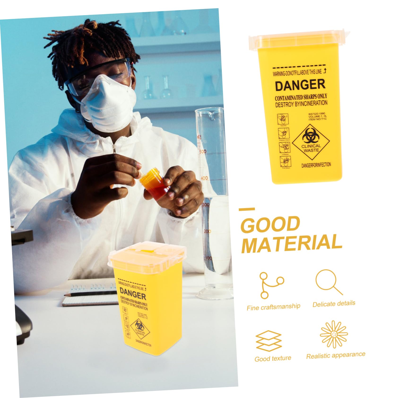 BCOATH Needle Disposal Containers Large Bin Lid 0.26 Gallon Small Container Waste Barrel