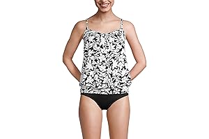 Blouson Tummy Hiding Tankini Top Swimsuit with Adjustable Straps