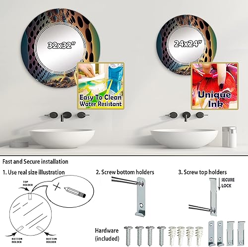 Miniatura 4 de Entre dimensiones espejo de tocador, espejos de baño, espejos de pared para sala de estar, dormitorio, espejo redondo, grande, 24 x 24 pies, 32 x 32