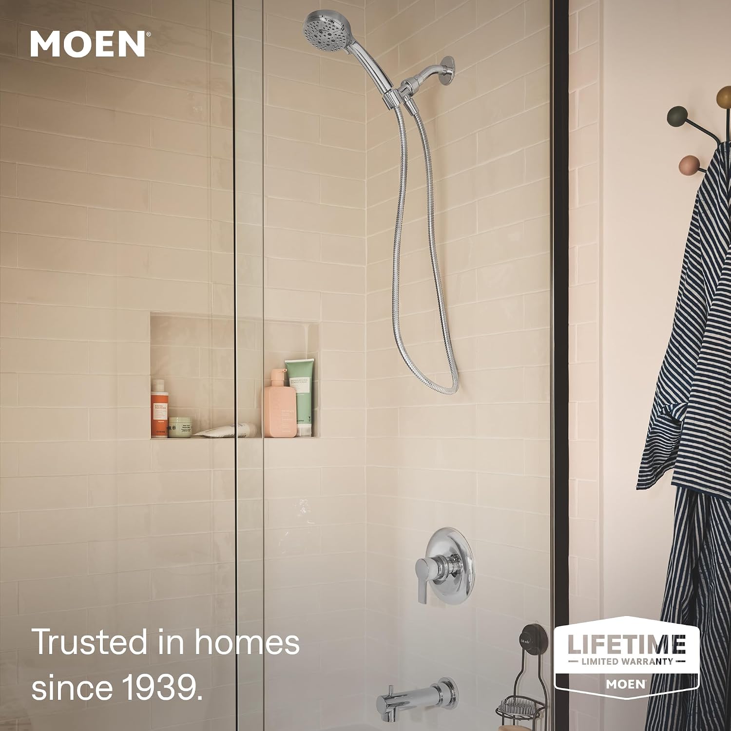 Moen 82618 Meena Tub & Shower Faucet w/Handshower, Chrome image 2