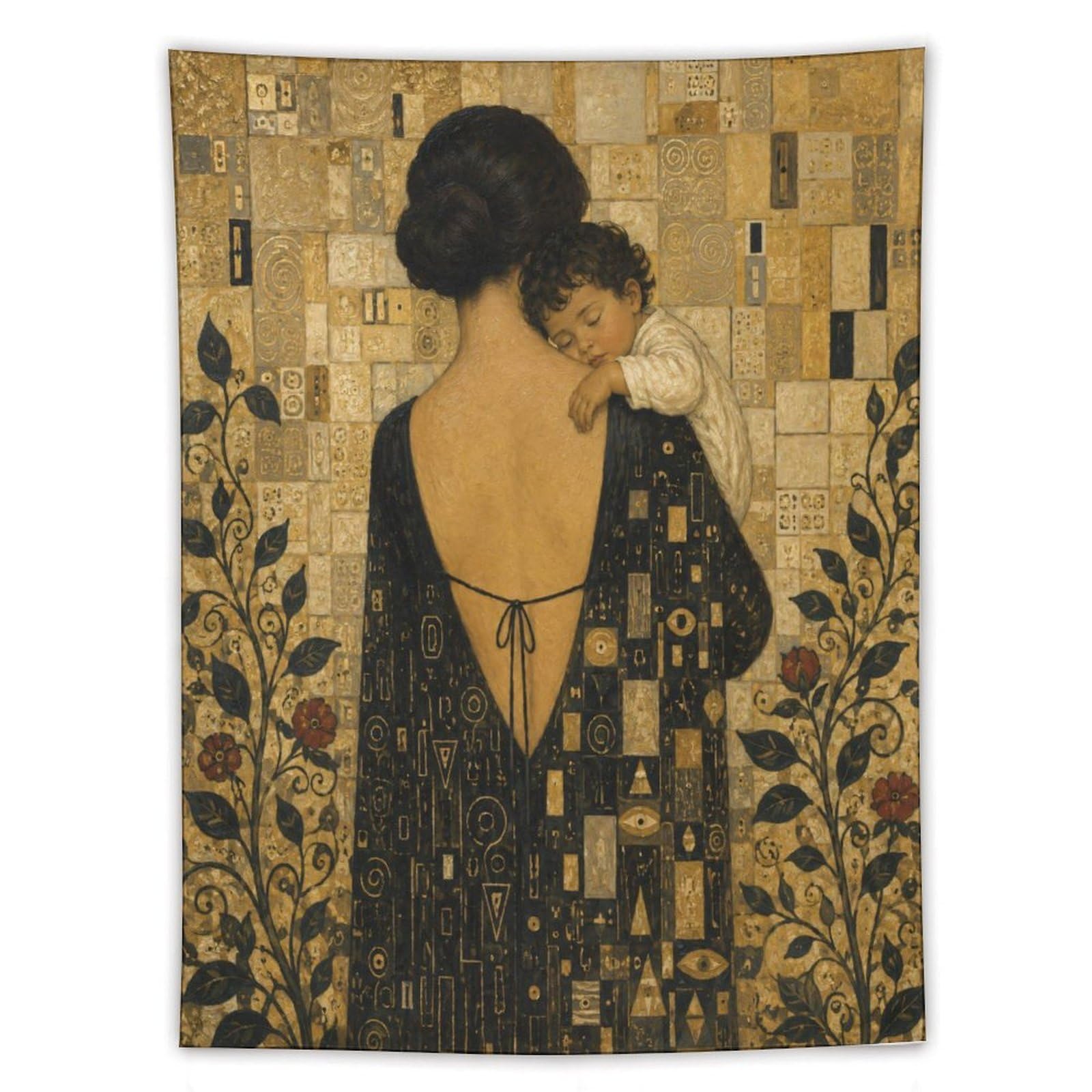 H3B8U2Y5 Mother and Child Embrace Wall Tapestry, College Dorm