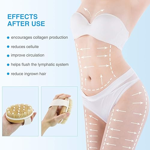 Miniatura 3 de Cepillos corporales de cepillado en seco: cepillo exfoliante redondo para celulitis y drenaje linfático, y exfoliante corporal, mejora tu