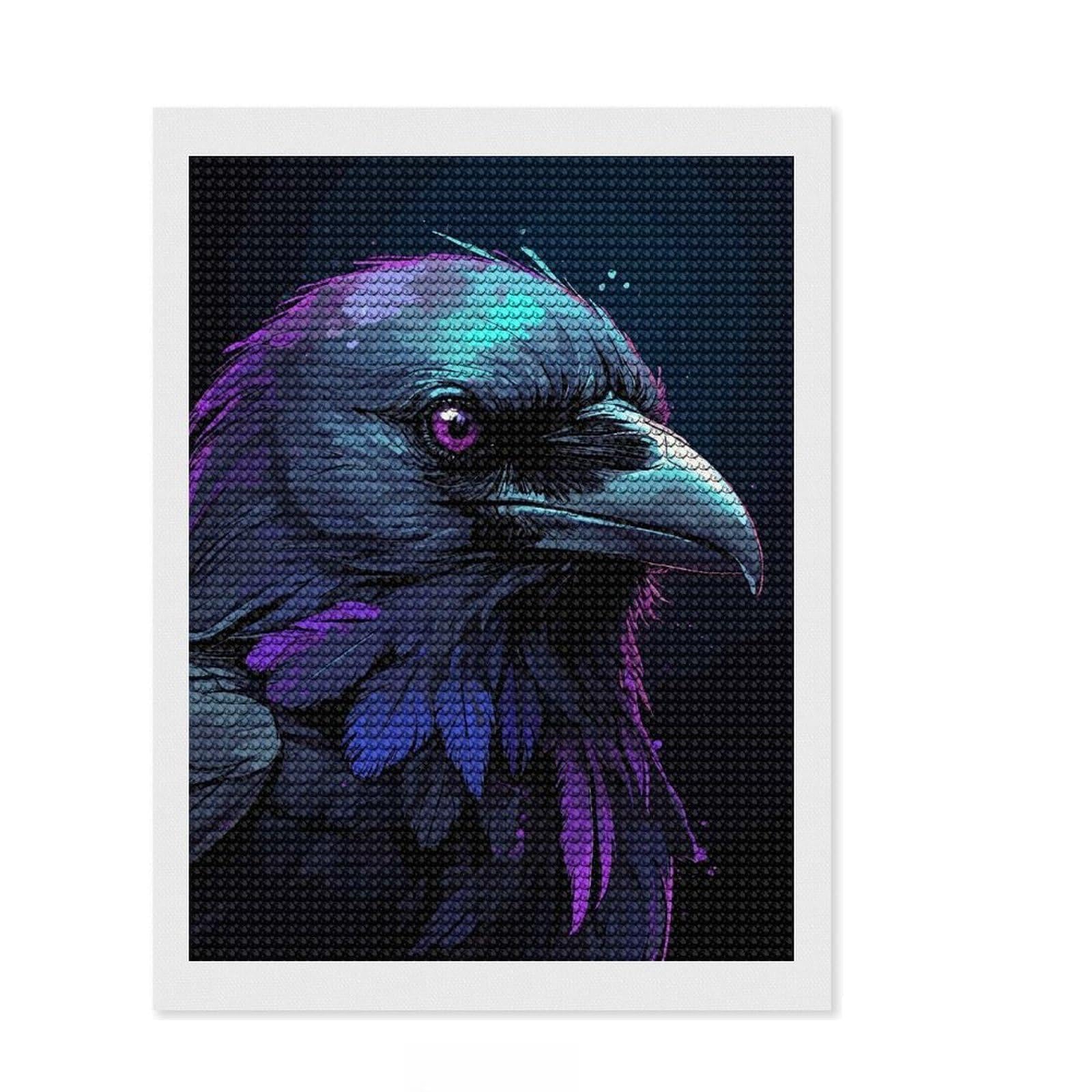 Junmoney Crow Animal Wild Full Drill Diamond Painting Kit 12"x16", for Adults, Relaxing DIY Hobby, Living Room Decor, Birthday Gift