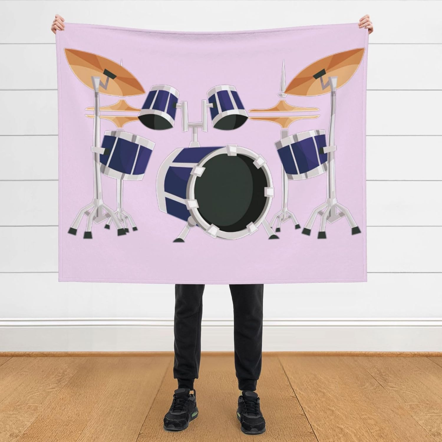 Jazz Drum Print Cozy Soft Blankets Warm 50x60 in Lightweight Blanket for Camping Travel