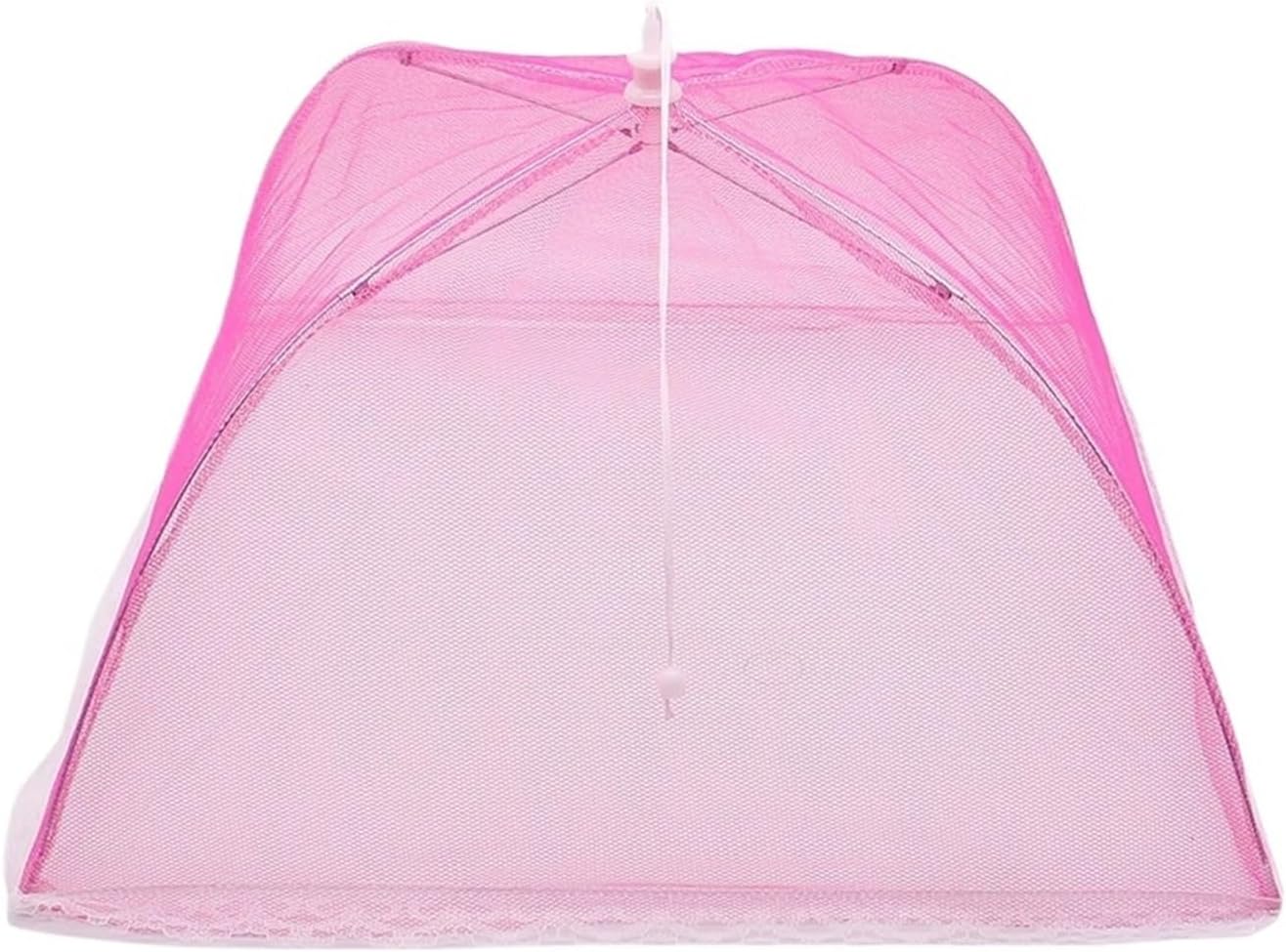 Food Covers Mesh Foldable Anti Fly Mosquito Tent Dome Net Umbrella Picnic Protect Dish Cover Kitchen Accessories(Rose red-1)
