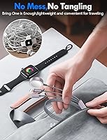 Vista 8 de Paquete de 1 cable de carga múltiple para artículos esenciales de viaje, cargador de Apple Watch, cargador de iPhone, [3 en 2] cable tipo Gris