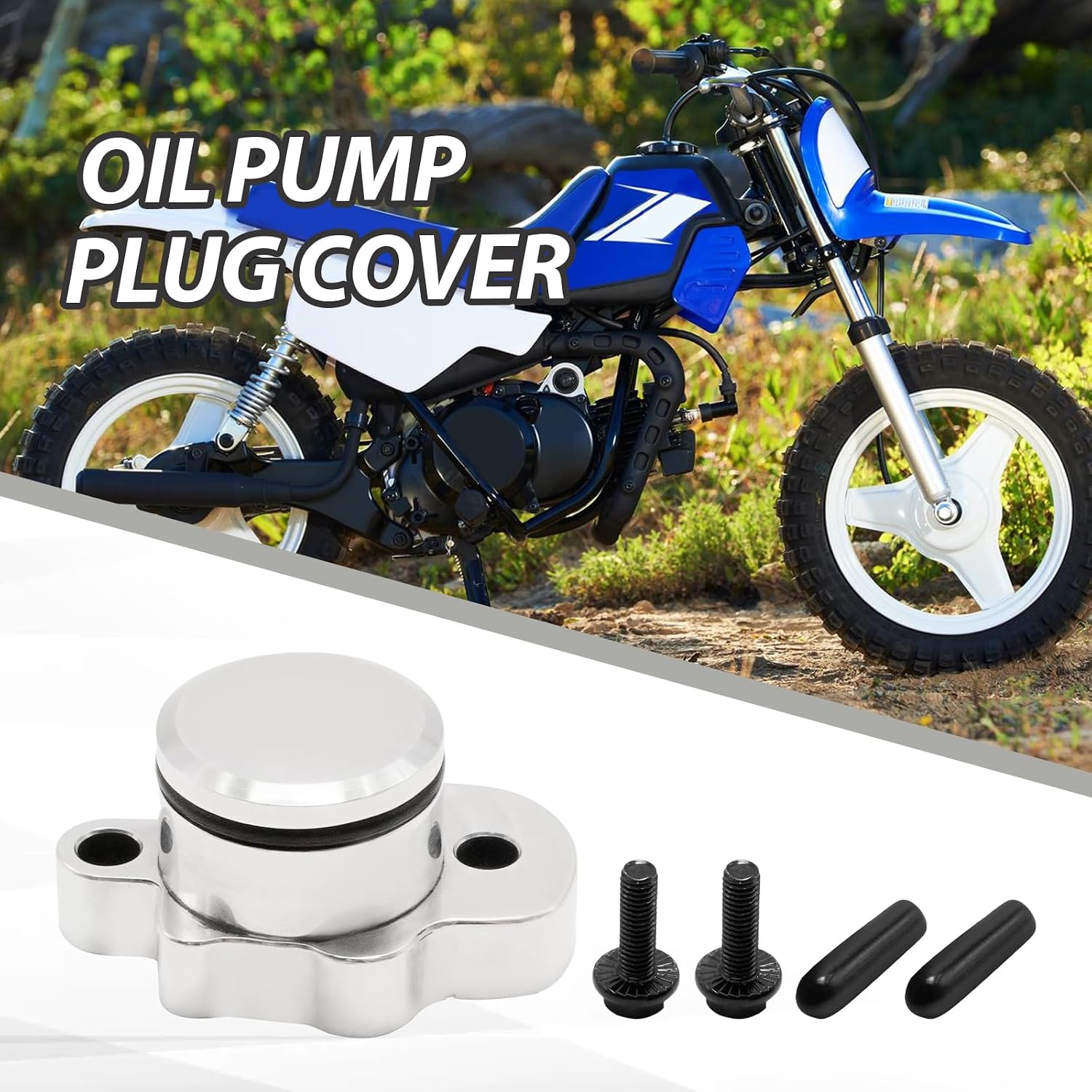 MDEOOSKY Oil Pump Plug Cover with O-Ring Port Cap Mounting Bolts, Replacement for Yamaha PW50 1994-2024