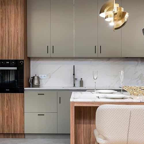 Miniatura 5 de Ravinte Paquete de 3 tiradores de gabinete negros de 3-34 pulgadas, manijas cuadradas de gabinete de color negro mate, accesorios de cocina para