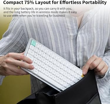 nuphy Air75 V3 Mechanical Keyboard with Knob, White-Red Nano Switches