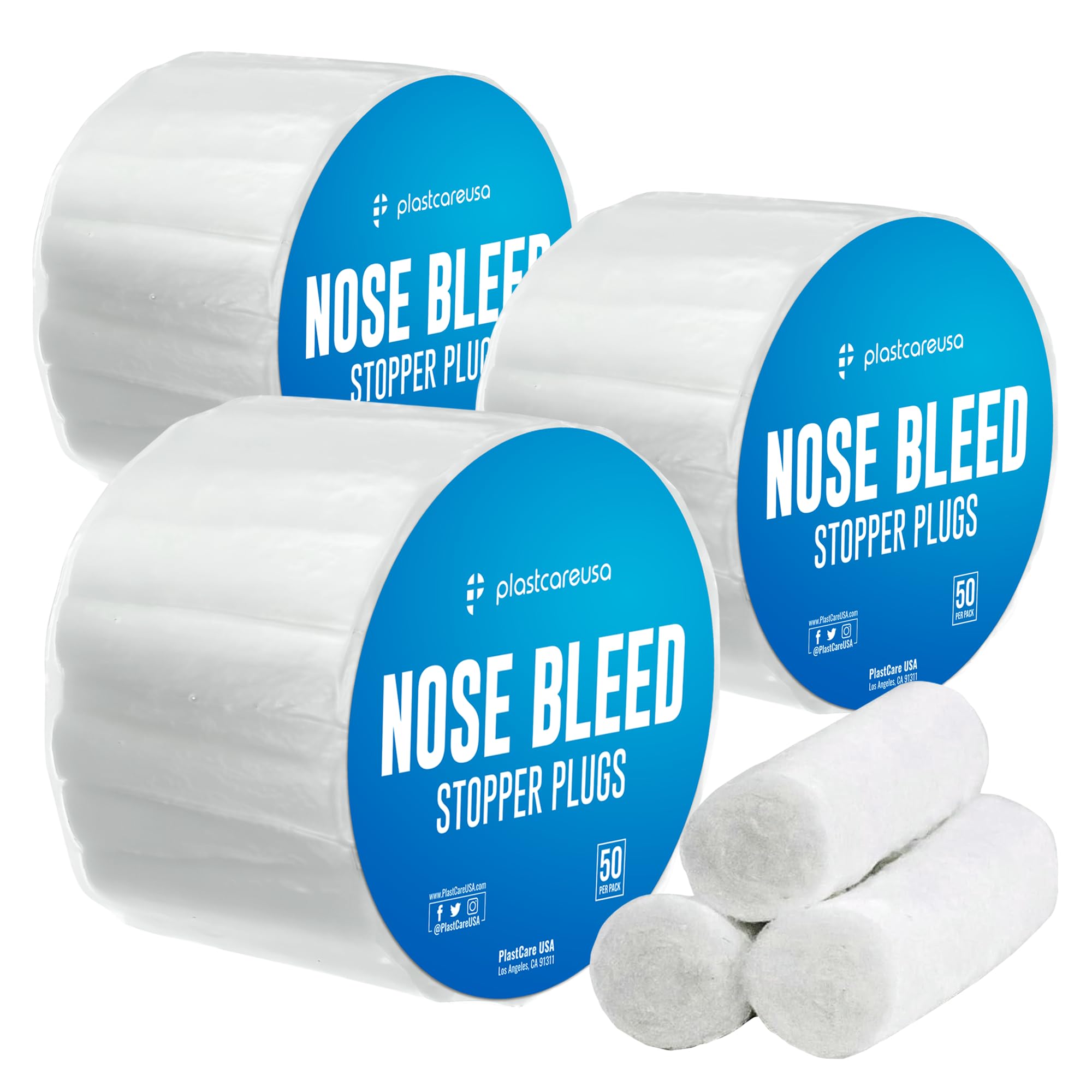 150 Nose Bleed Stopper Plugs - 1.5 Inch Cotton Rolls to Stop a Nosebleed for Kids or Adults - Extra Absorbent Nose Bleed Plugs by PlastCare USA