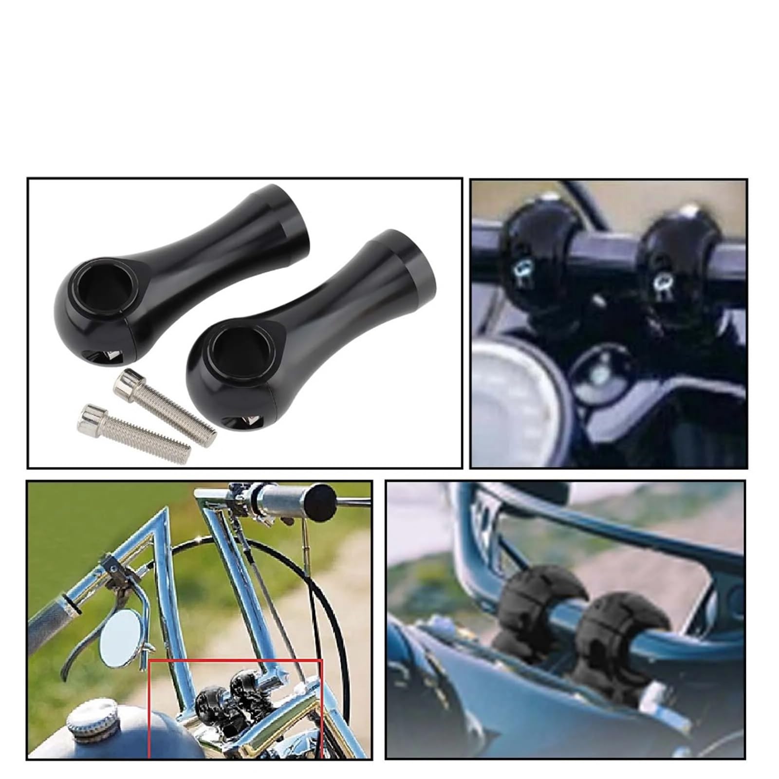 Compatible con Universal Moto Dirt Bikes Manillar Elevador Elevadores De Manillar De Motocicleta Abrazadera con Piezas De Perno Montaje De Manillar(32MM Black)