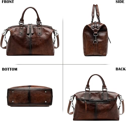 Miniatura 3 de Bolsos de cuero genuino para mujer, bolsos vintage con asa superior, bolso y bolso cruzado