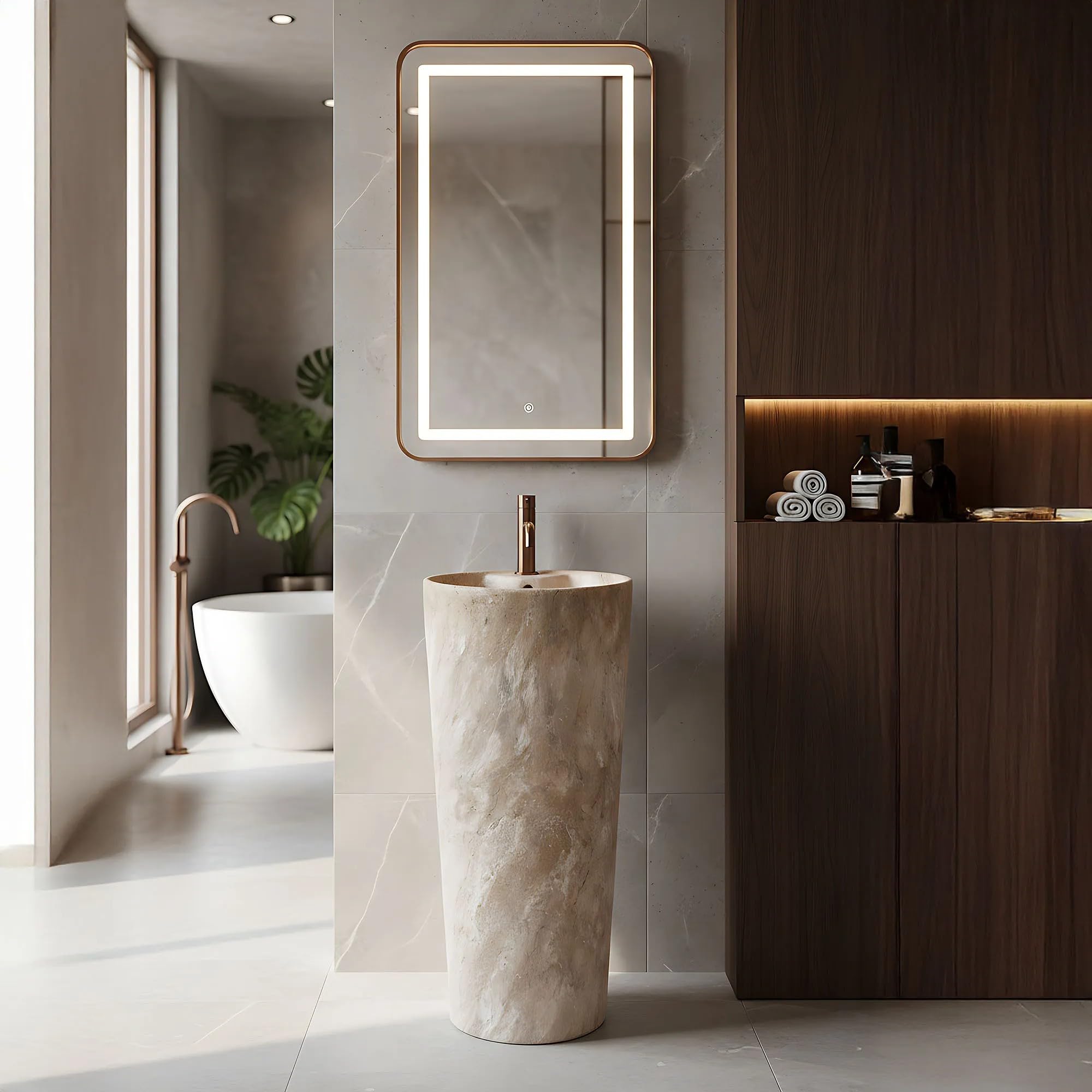 Lavabo De Pie Rea Blanka Savana Matt Beige 40X40X85Cm