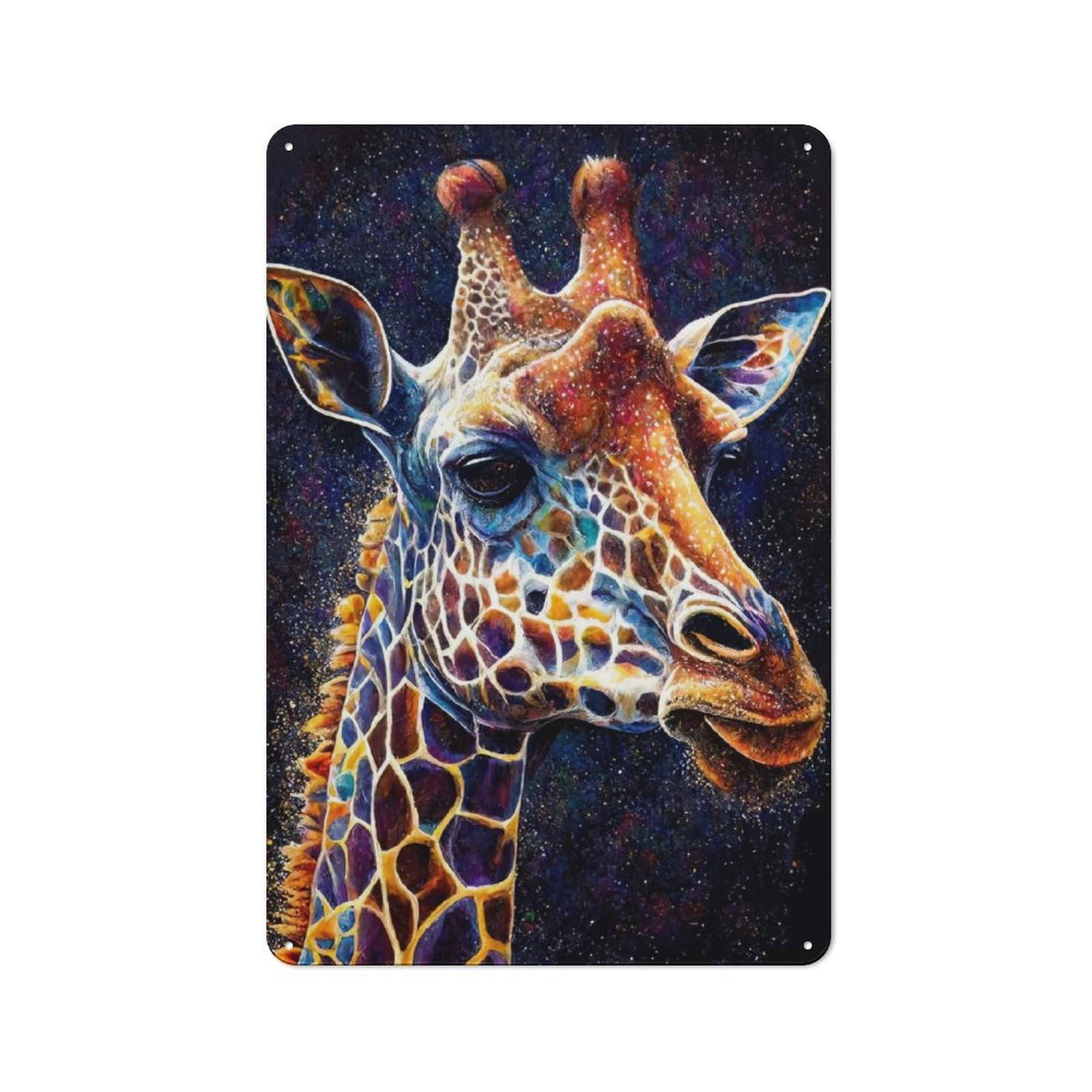 Junmoney Style-12 Giraffe Ink Painting Retro Tin Wall Plaque 30X20cm For Hobby Room Or Studio, New Home Wall Decor For Hobby Room Decor Fans