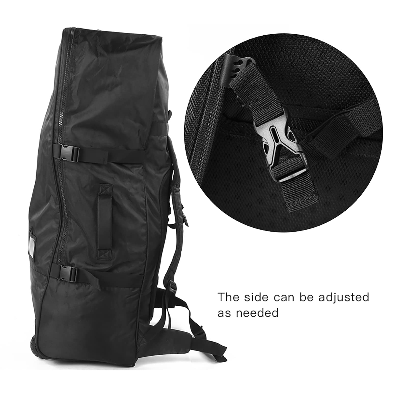 Surfbrett-Tasche, 140 l, wasserdicht, Rolltasche mit Rollen, verstellbare Kajak-Aufbewahrungstasche zum Surfen, Skaten, Kajakfahren, Outdoor-Sport, Polyester, Schwarz, 105 x