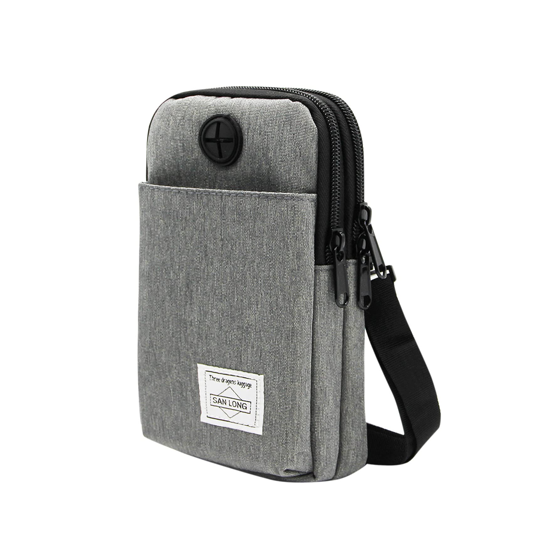 3-Layers Waterproof Cell Phone Pouch Crossbody Purse Oxford Fabric Belt Bag Wallet for Men Women