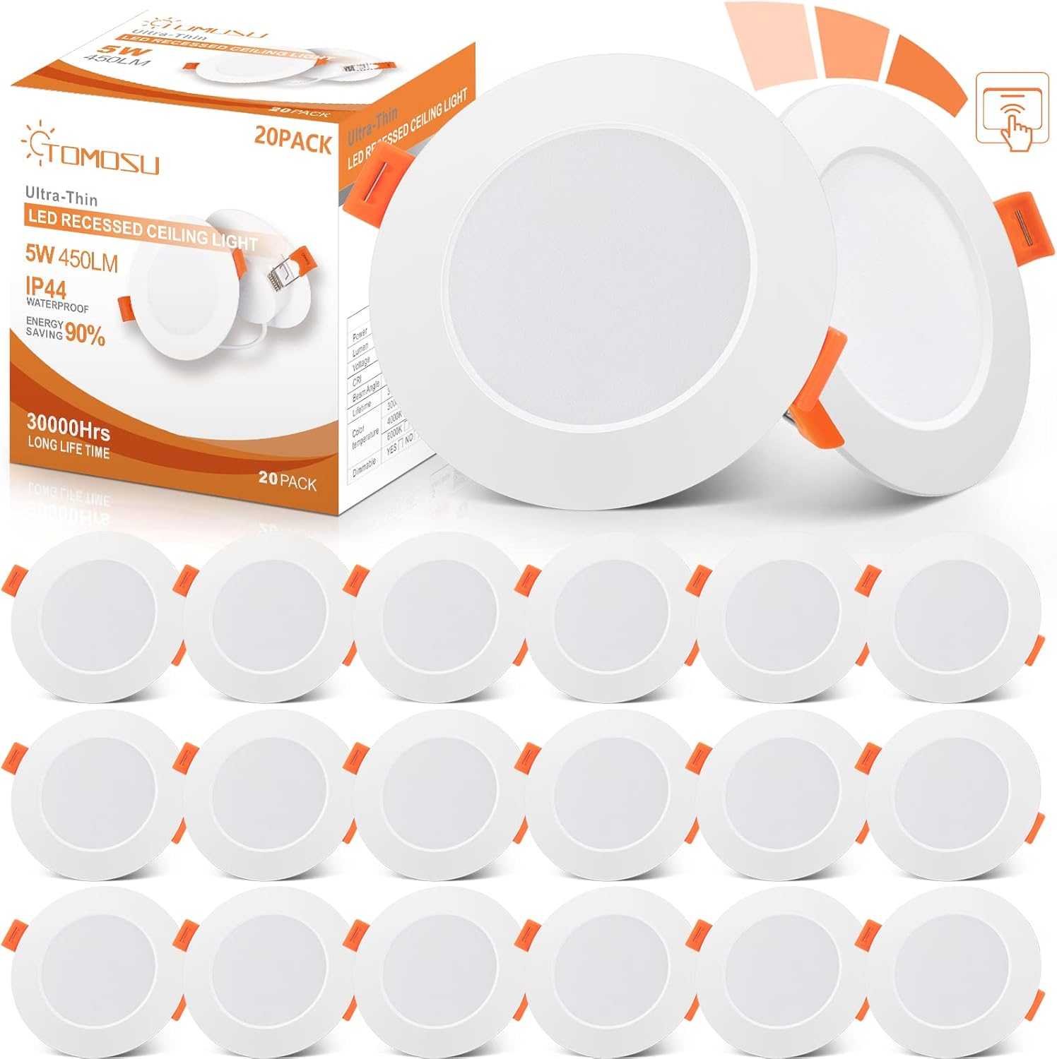 6 Faretti LED Incasso Soffitto - 15W, 3 Temperature Colore, IP44, Dimmerabili, Per Interni - Foto 5