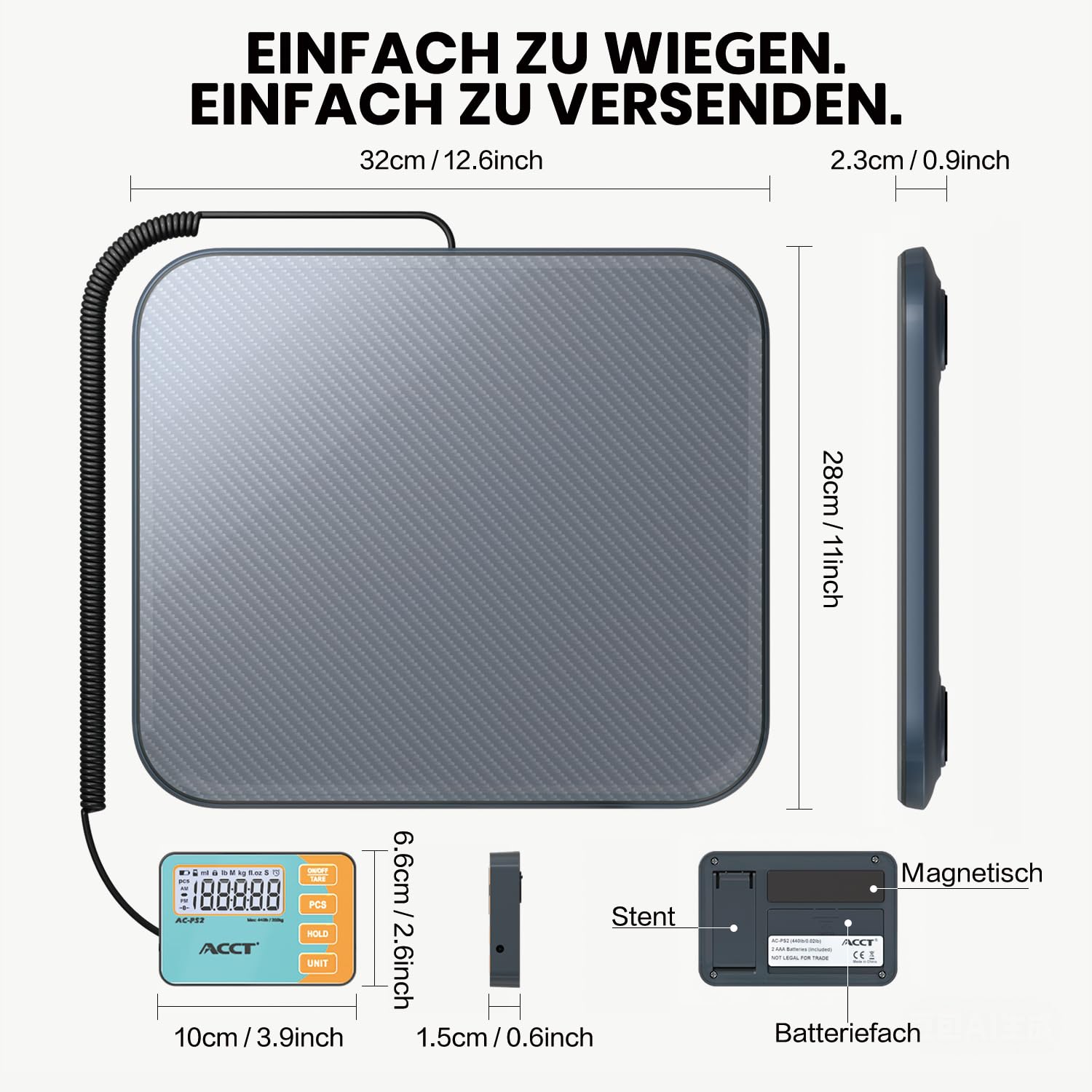 Digitale Postwaage, 200 kg Kapazität, kommerzielle Waage für Pakete, Post, Lager, Zuhause, Gepäck