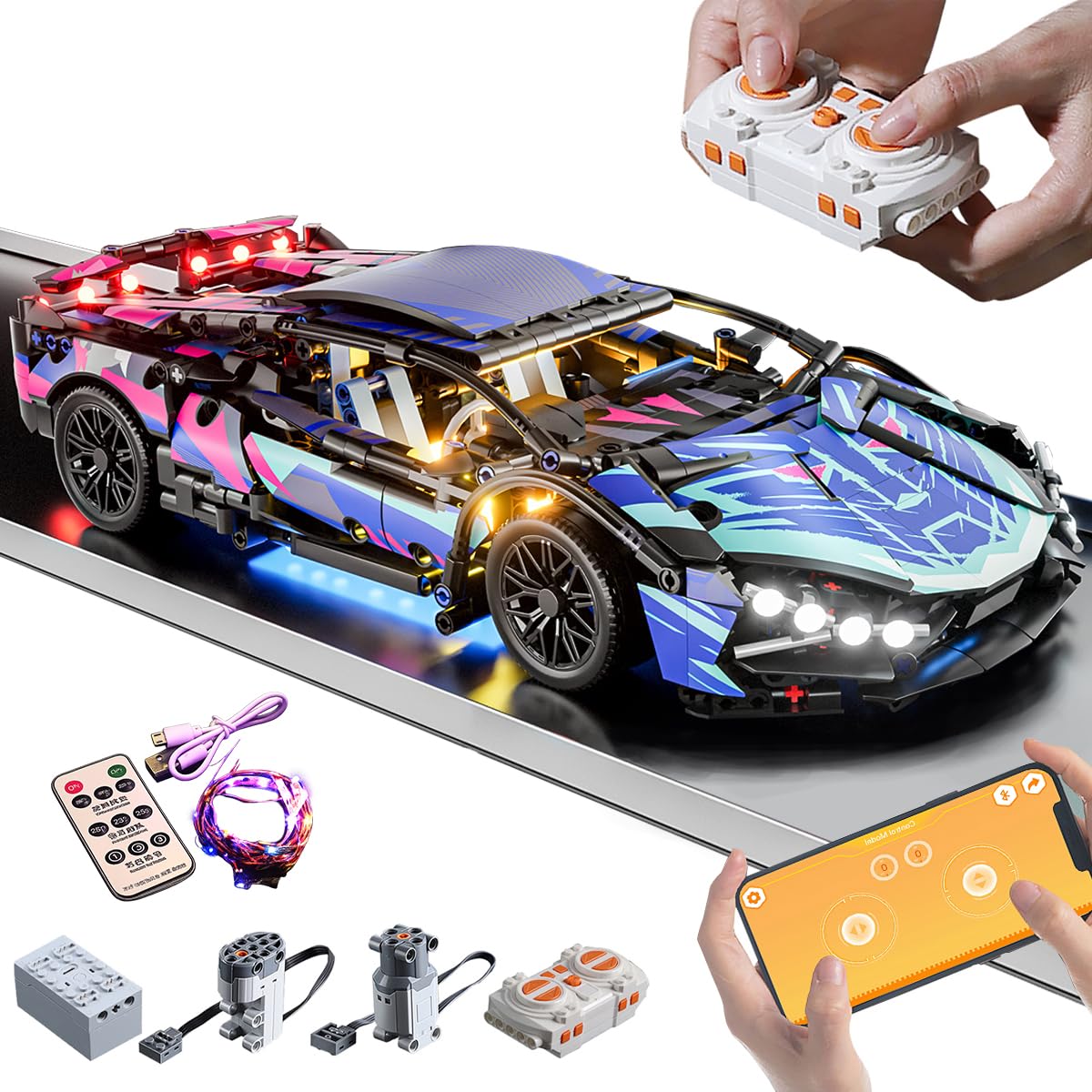 Amazon.com: PinkBee Sport Car Building Block Sets for Adults
