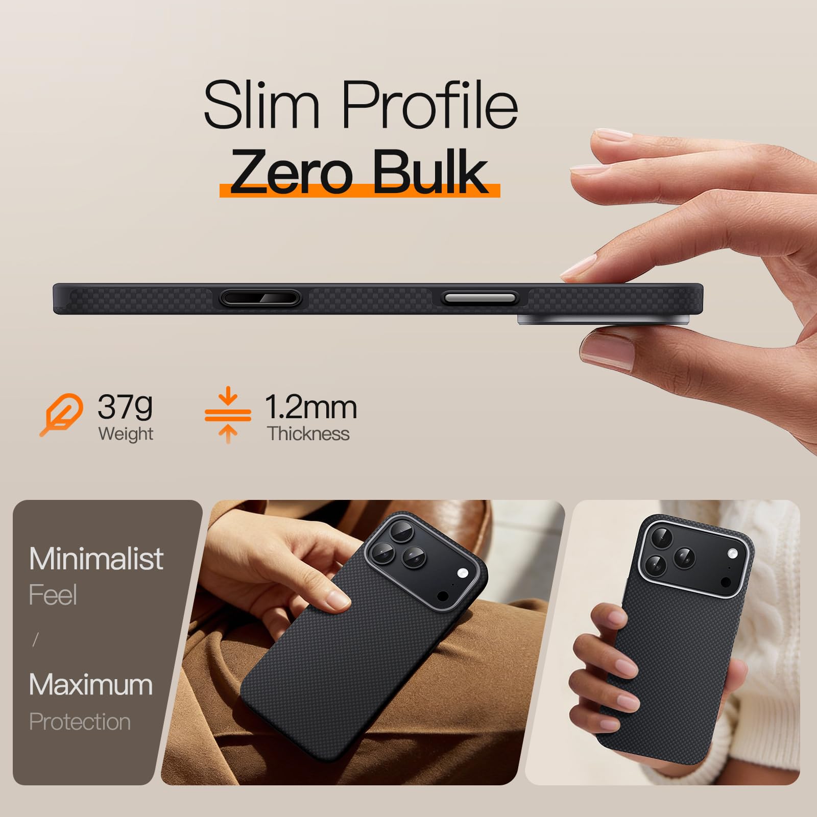JETech para iPhone 18 Pro 9H+ AR Protector Pantalla con Borde Curvado Suave & Funda Ultra Slim de Fibra de Aramida Magnética Lote