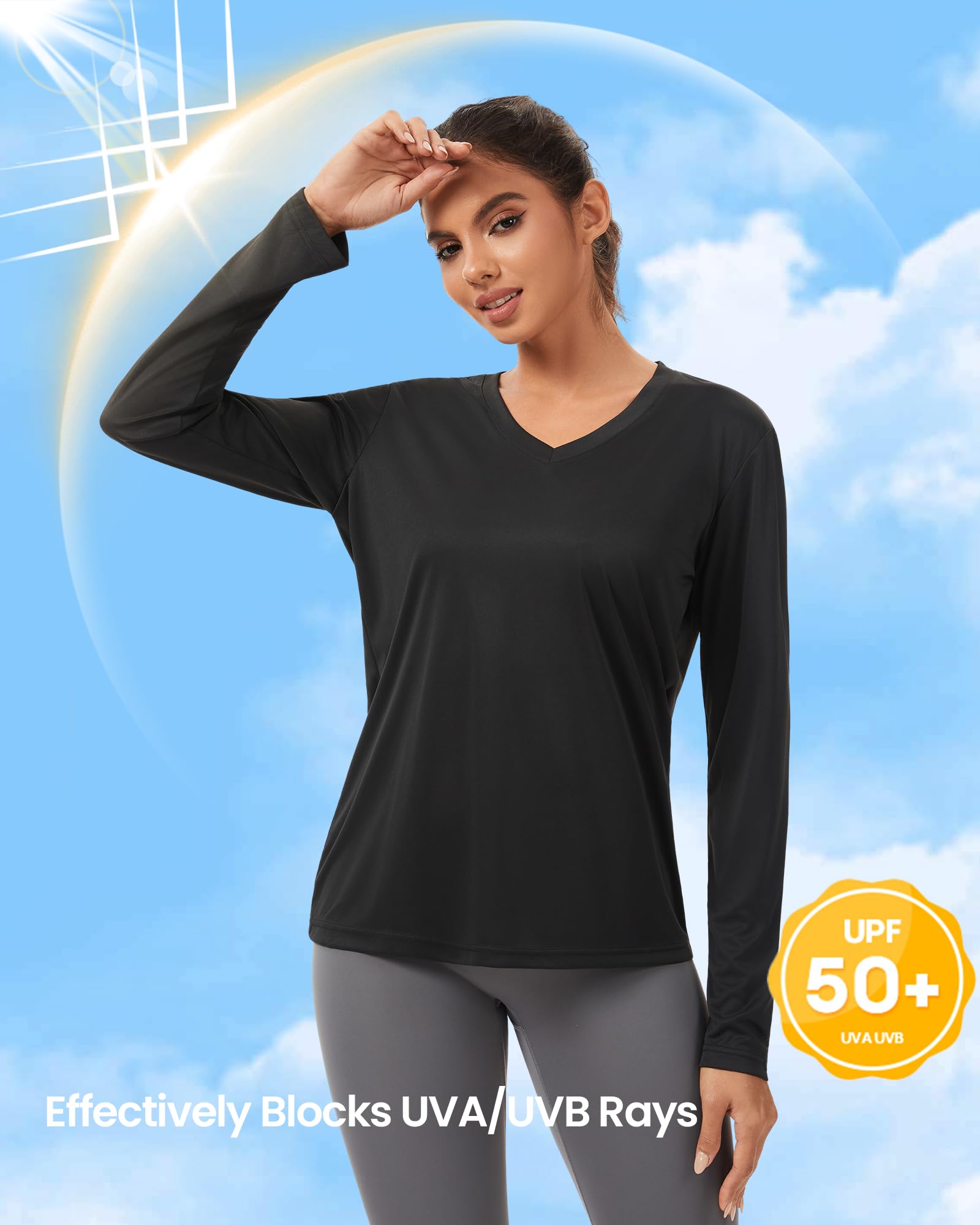Camisetas de manga larga para mujer, con protección solar, atléticas, para correr, yoga, Paquete de 4 blanco, gris oscuro, gris claro, azul claro, X-Small