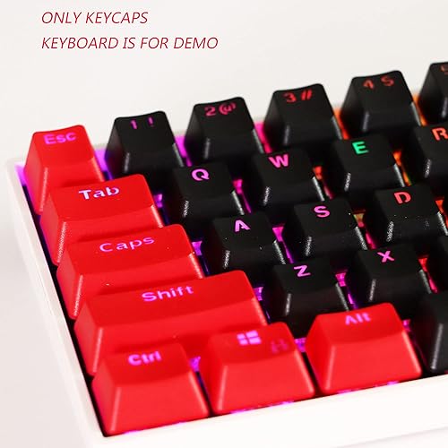 Miniatura 5 de CJXSP PBT 61 teclas 60 por ciento, teclas de juego de teclas retroiluminadas de perfil OEM para teclado mecánico 60% Cherry MX, solo teclas (negro