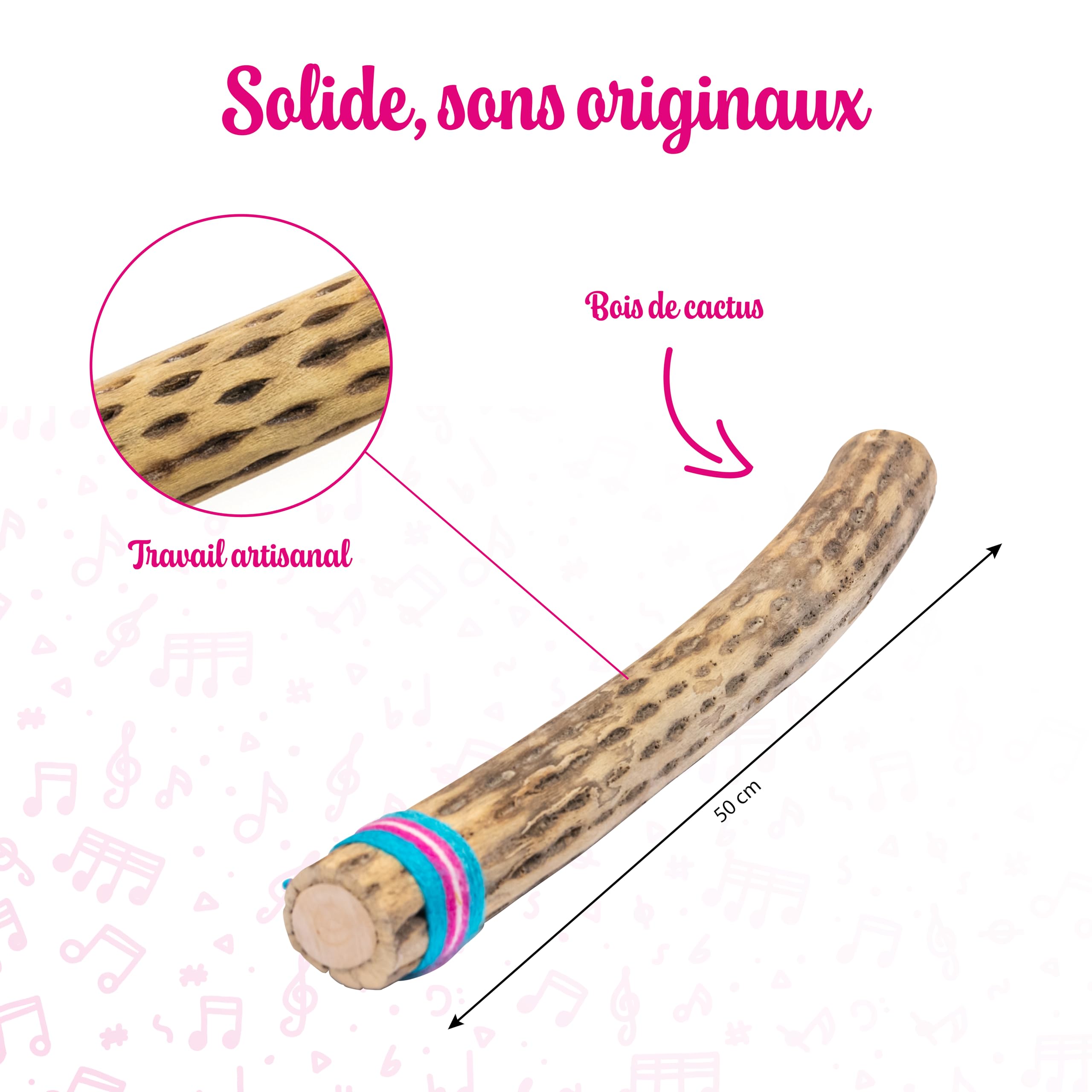 Fuzeau – Bâton De Pluie En Cactus 50 cm – Son Authentique De Pluie – Ambiance Nature – Apprentissage Musique - Instrument Musical - Pour Accompagner Lectures, Contes et Méditations -Réf. 3658